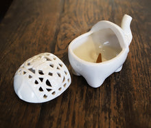 White Ceramic Elephant Incense Holder
