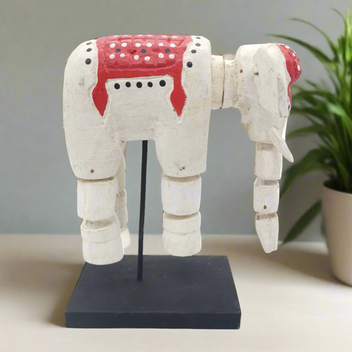 Handcrafted White Thai Elephant Sculpture